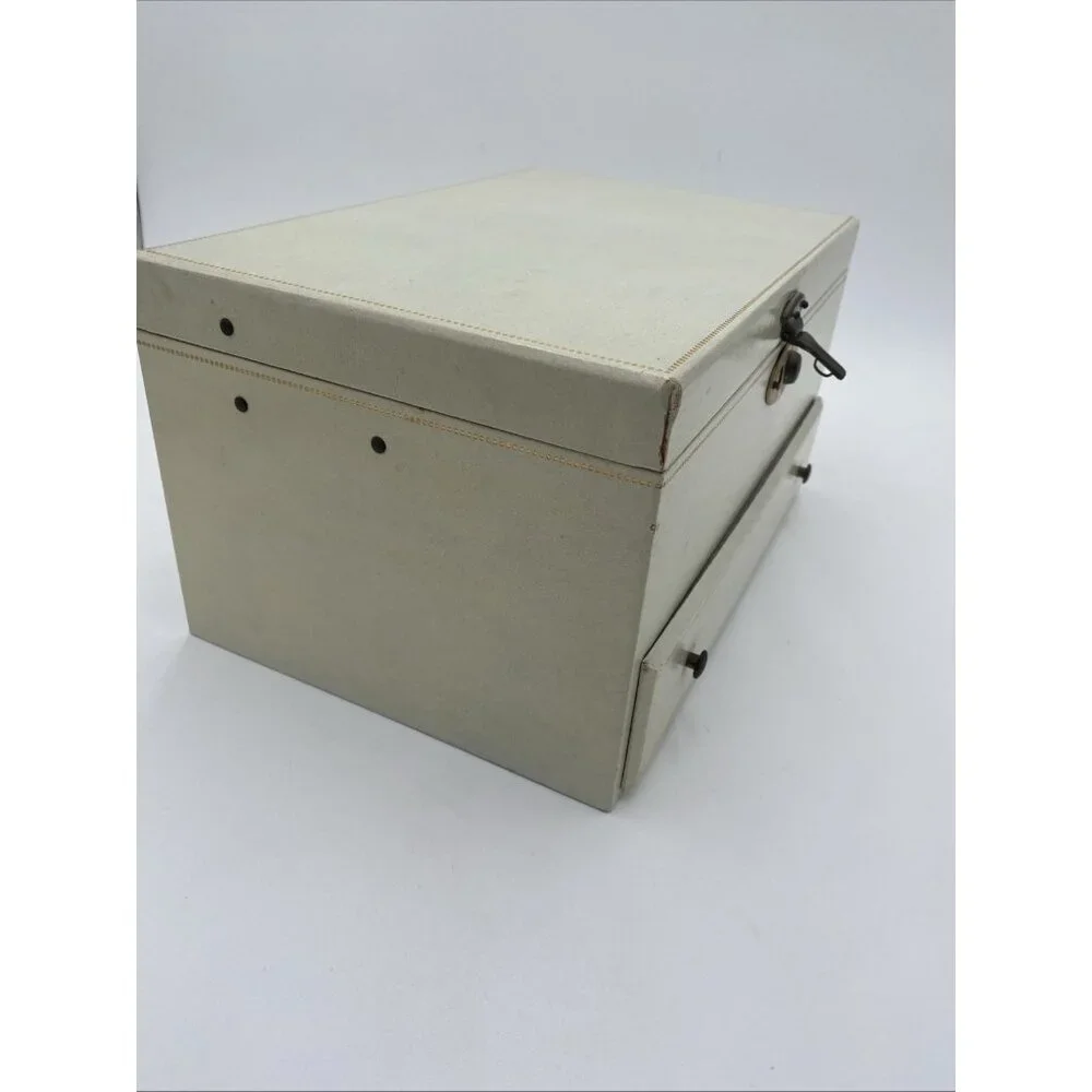 Vintage Ivory Jewelry Box Multi Level Tiered Drawer Key Velvet Buxton MCM